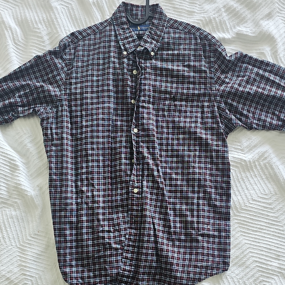Ralph Lauren Men's Black and White Checkered Shirt